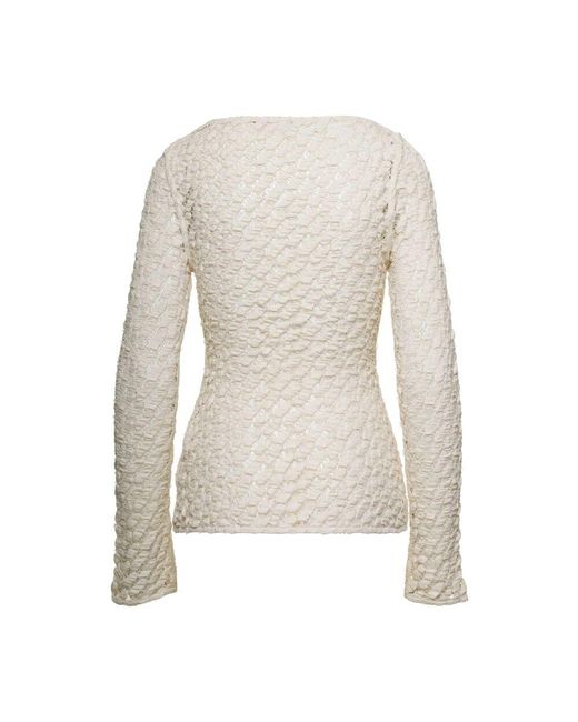 Rohe White Weiße Pullover Bootsausschnitt Spitzen Detail