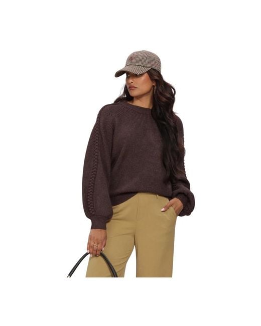 Object Hannah L/S Re Knit Pullover Noos in het Brown