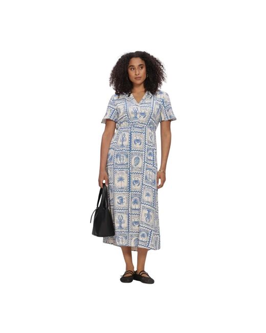 Object Objvima S/S Midi Jurk in het Blue