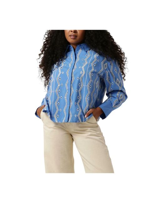 Suncoo Overhemden ,Blauw ,Elegante Lydia Blouse in het Blue