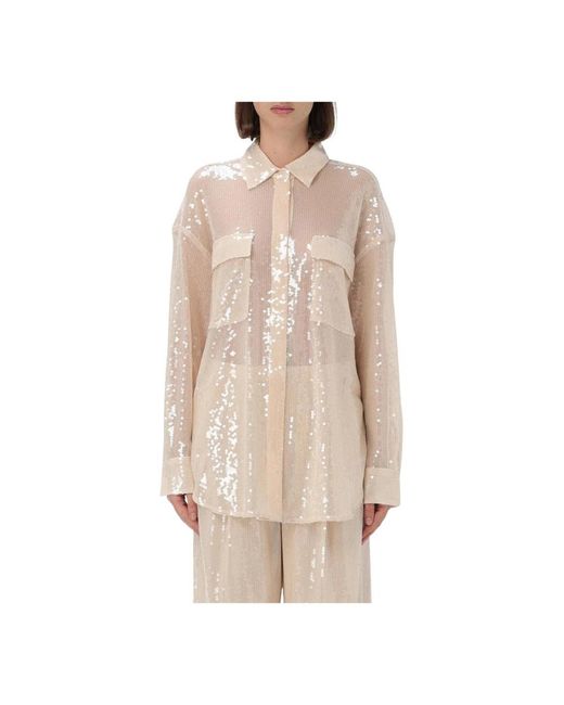 HUGO Natural Schwarzes Pailletten-Transparentes Hemd