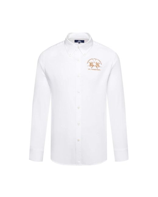 Camicia con logo ricamato - bianco di La Martina in White da Uomo