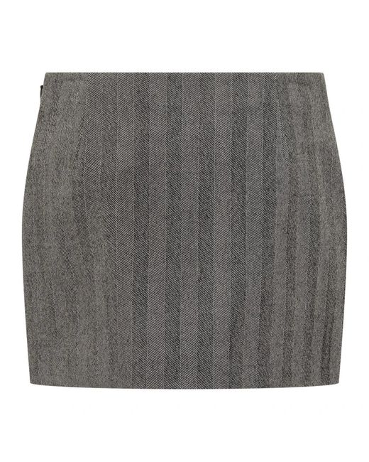 Ferragamo Rokken ,Grijs ,Leer Herringbone Wool Mini Rok in het Gray