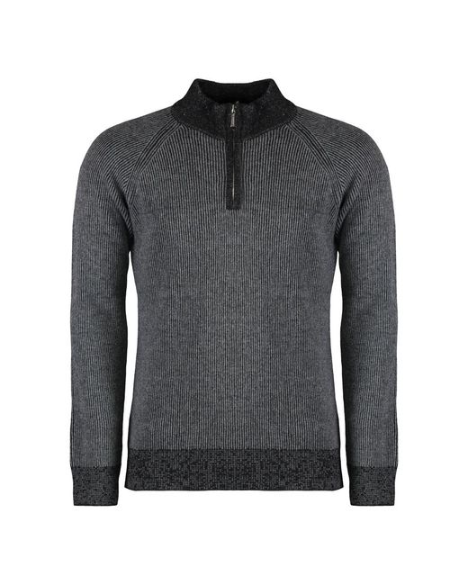 Moorer Woll-Kaschmir-Pullover Mit Rippenstrickkanten in Gray für Herren