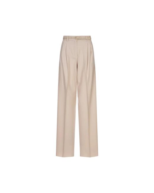 Max Mara Natural Braune Wollhose Mit Gürtel