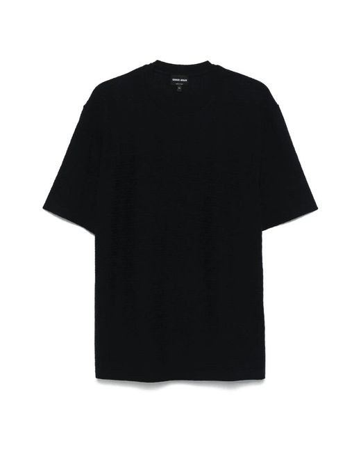 Giorgio Armani Blau elegantes kurzarm t-shirt in Black für Herren