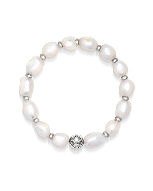 Nialaya Metallic `s wristband with baroque pearls and silver