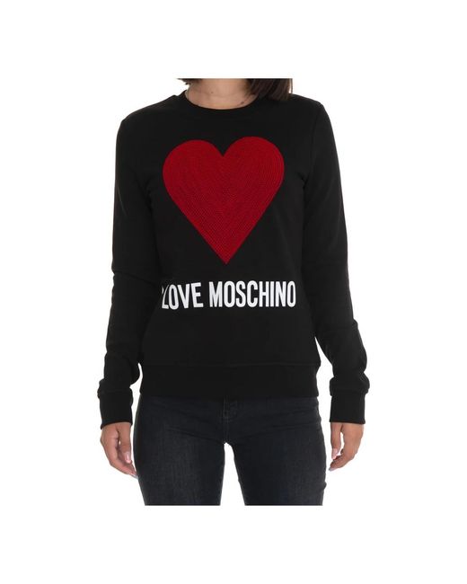 Love Moschino Red Sweatshirt mit rundhalsausschnitt und logo