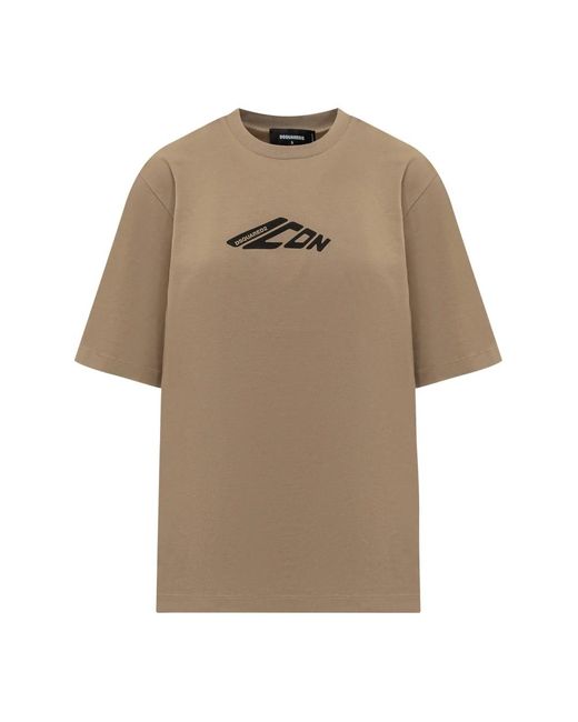 DSquared² Tops ,Crewneck T-Shirts Voor Mannen En Vrouwen in het Natural
