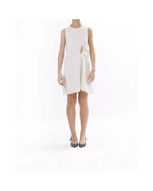 Moschino White Weiße Cady-Kleid Mit Verspieltem Stickerei