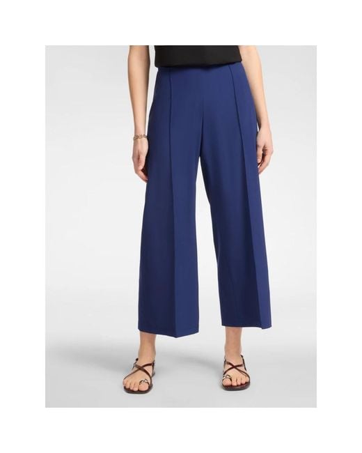 Elena Miro Lichtgewicht Stof Rechte Pijp Broek in het Blue