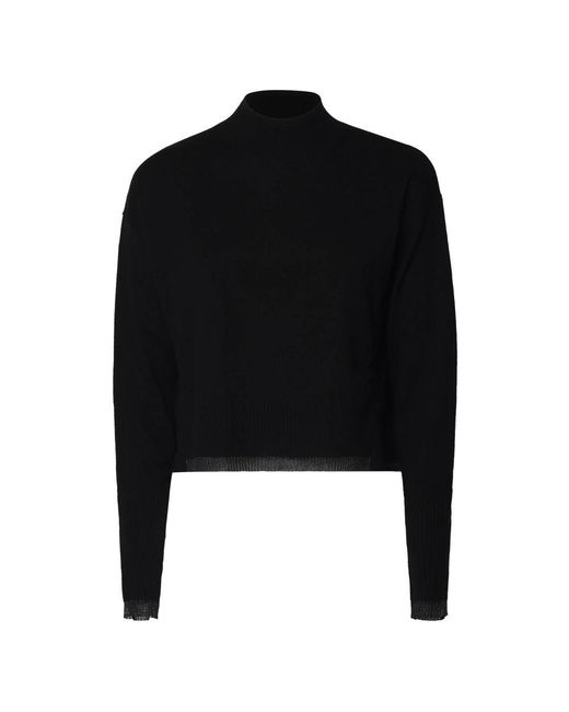 Pinko Truien & Vesten ,Zwart ,Wol Wollen Trui Met Halfhoge Kraag in het Black