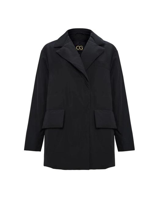 CESARE GASPARI Jassen ,Zwart ,Leer Gewatteerde Blazer Met Riem in het Black