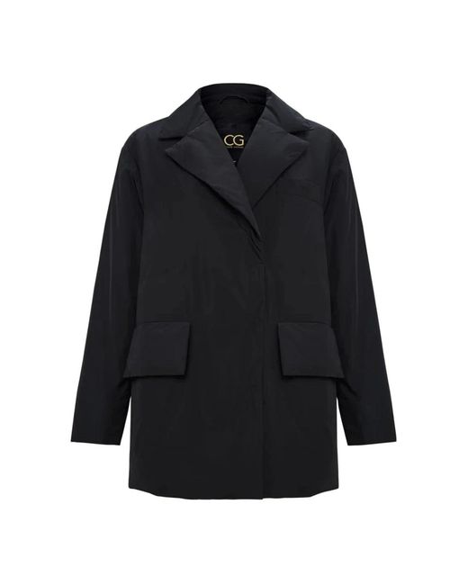 CESARE GASPARI Jassen ,Zwart ,Leer Gewatteerde Blazer Met Riem in het Black