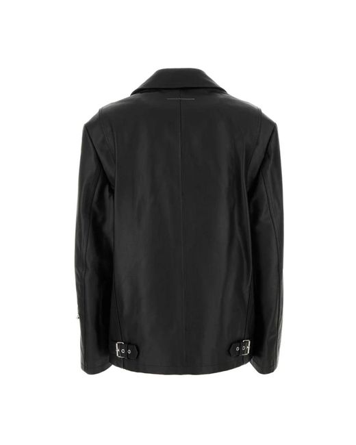MM6 by Maison Margiela Black Leather Jackets