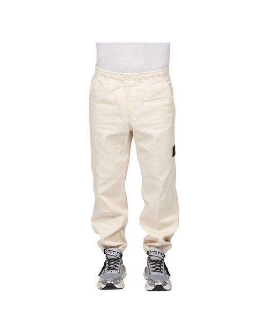 Stone Island Natural Straight Trousers for men