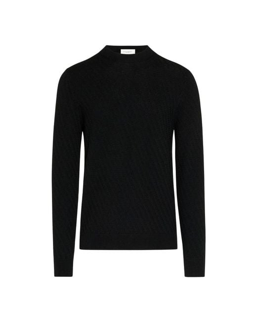 Round-Neck Knitwear Paolo Pecora de hombre de color Black