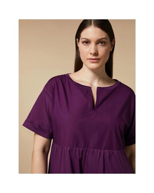 Marina Rinaldi Purple Jersey interlock baumwollkleid mit popelineinsätzen