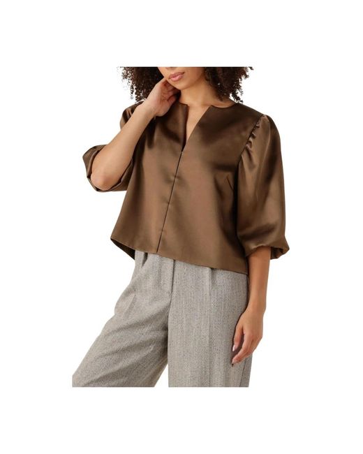 Second Female Overhemden ,Bruin ,Wol Bruine Perlla Blouse Voor in het Brown
