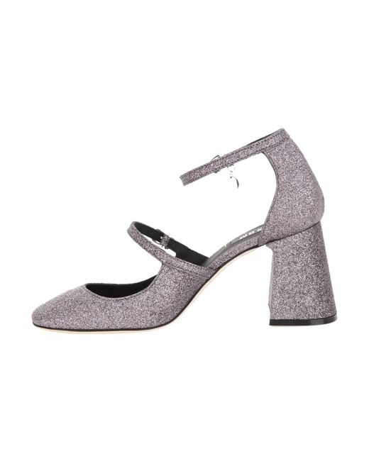 MSGM Logo-Bedel 90Mm Glitter Pomp in het Metallic