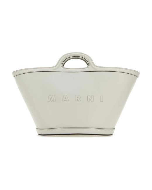 Marni Metallic Kleine tropicalia weiße lederhandtasche
