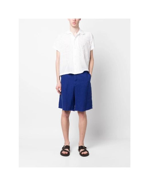 120% Lino Blue Casual Shorts for men