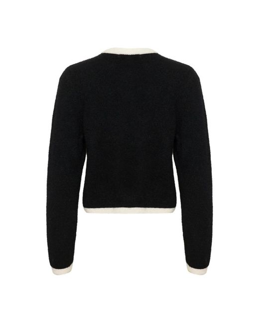Gestuz Truien & Vesten ,Zwart ,Contrast Cardigan Zwart/Ivoor Combinatie in het Black