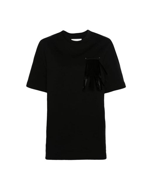 Camiseta de algodón negra con cuello redondo Jil Sander de color Black
