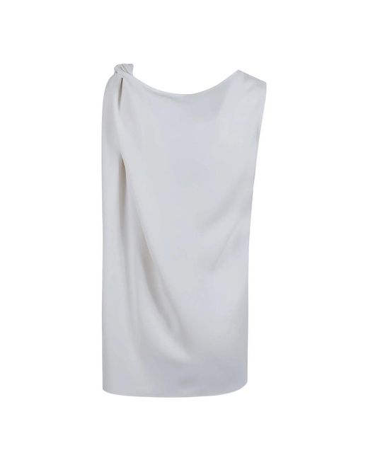 P.A.R.O.S.H. Tops ,Wit ,Polyester Gedrapeerd Boothals Top in het Gray
