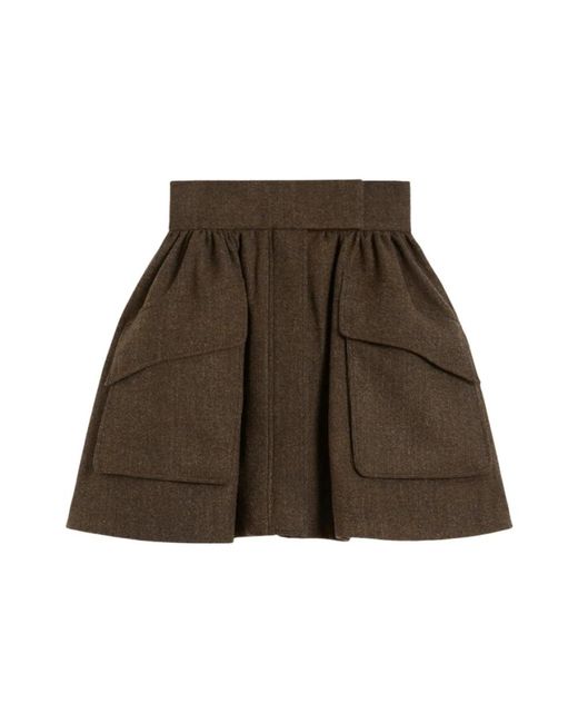 Max Mara Rokken ,Bruin ,Wol Bruine Wollen Rok Verzamelde Zakken in het Brown