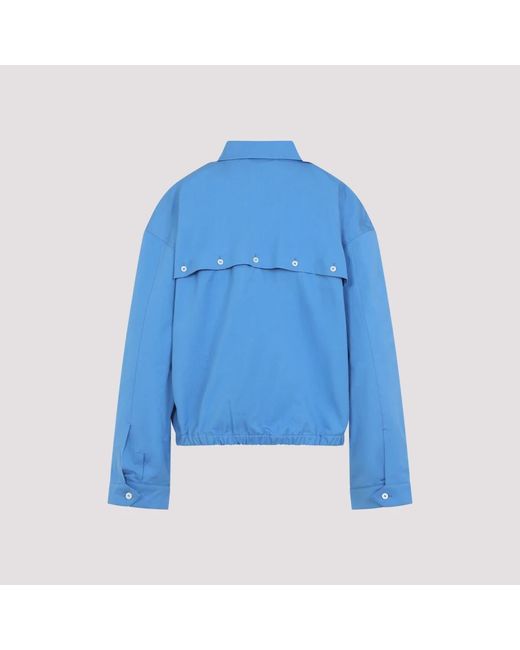 Miu Miu Blue Blaue Baumwolljacke Mit Besticktem Logo
