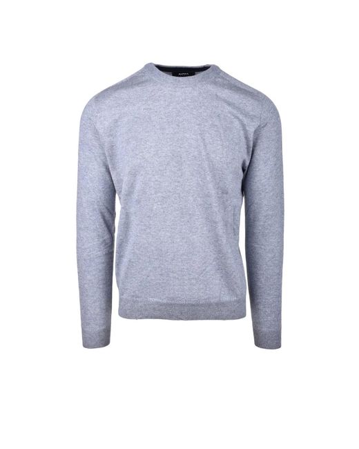 Round-Neck Knitwear Alpha Studio de hombre de color Blue
