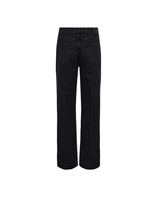 co'couture Jeans ,Zwart ,Katoen Zwarte Straight Leg Jeans Met Persplooien in het Black