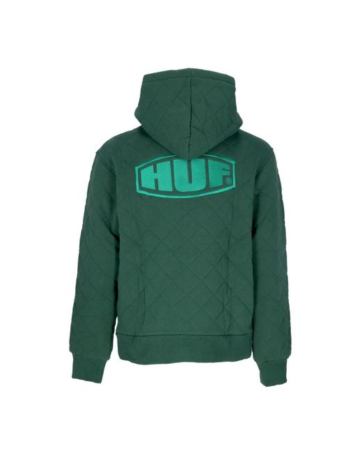 Huf Hoodies & Sweatvesten ,Groen ,Katoen Gewatteerde Hoodie Met Rits Workman Bosgroen in het Green voor heren
