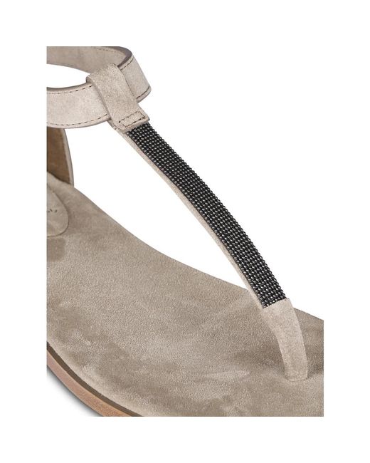 Brunello Cucinelli Metallic Flat Sandals