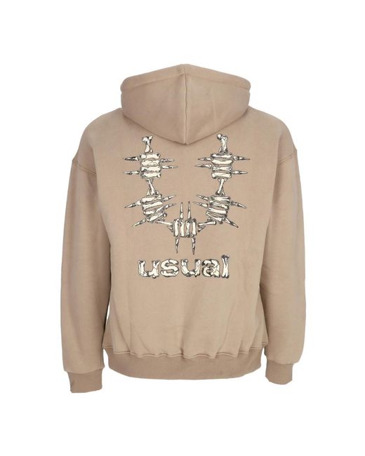 USUAL Hoodies & Sweatvesten ,Bruin ,Katoen Bones Hoodie Met Voorzak in het Natural voor heren