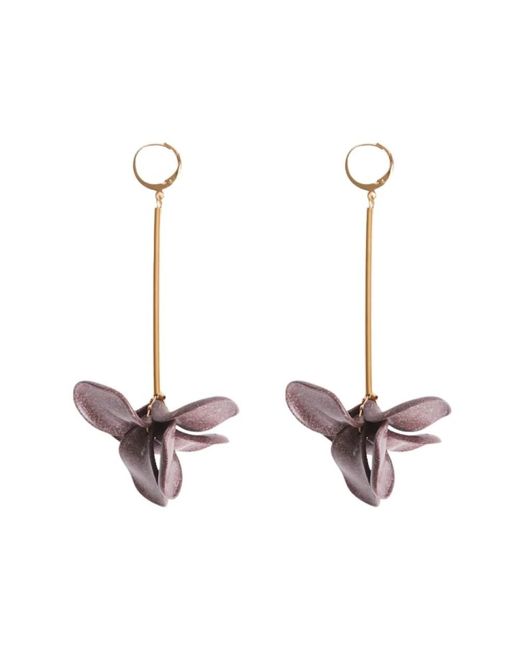 Pendientes De Latón Con Motivo De Pétalo Ligero, Mujer, Talla Malababa de color Metallic