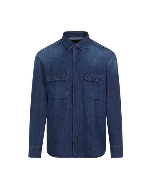 Brioni Blue Casual Shirts for men