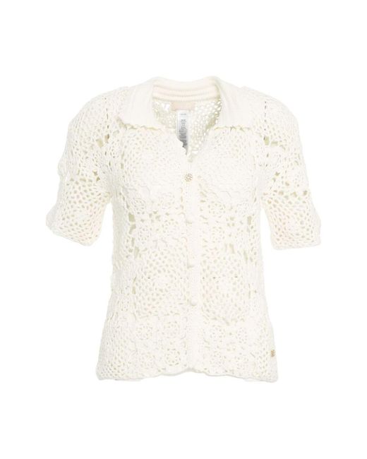 Liu Jo White V-Neck Knitwear
