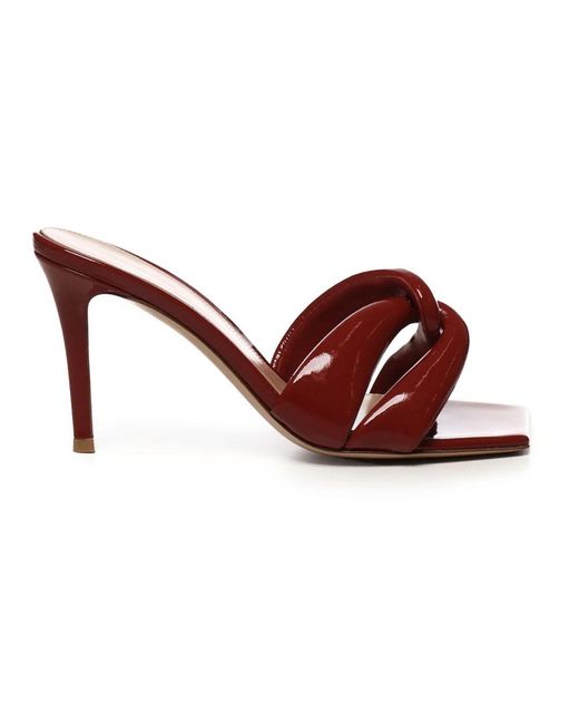 Gianvito Rossi Red Heeled Mules