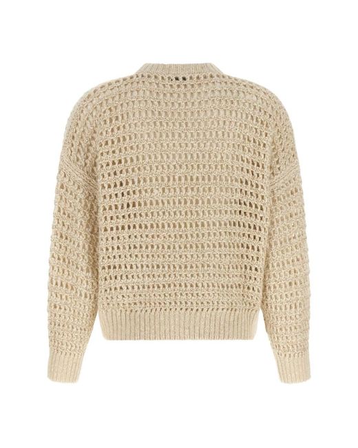 Brunello Cucinelli White Round-Neck Knitwear