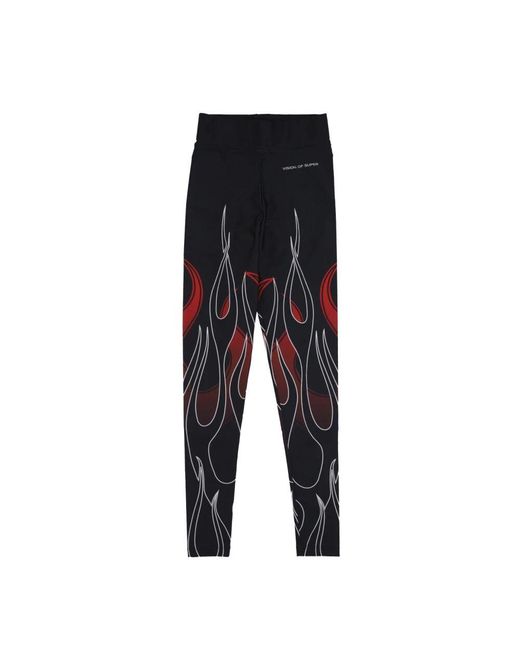 Vision Of Super Black Flammenmuster Schwarz/Rote Leggings Damen