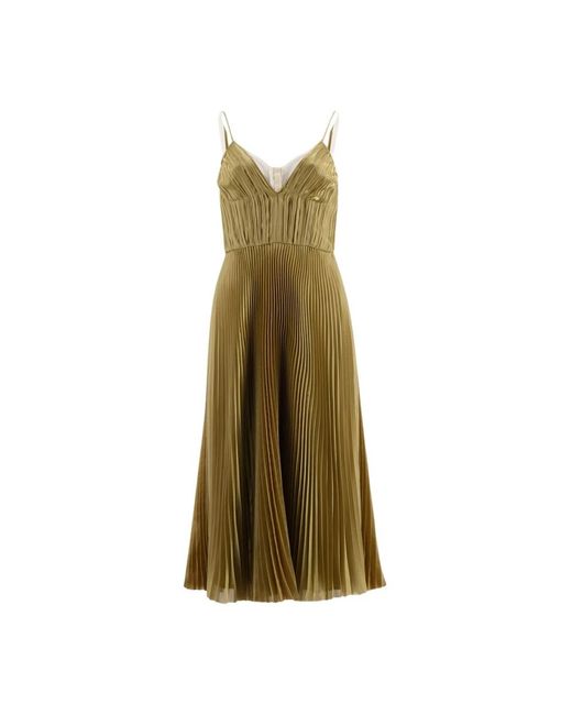 Prada Kleedjes ,Geel ,Polyester Technical Voile Pleated Midi Dress in het Green
