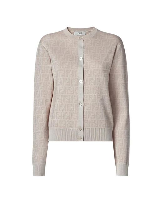 Fendi Crew-Neck Cardigan in het Brown