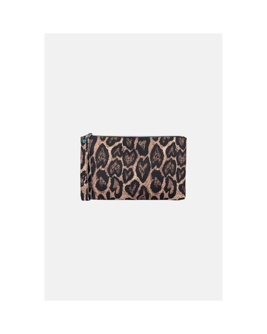 FK White Mini Fantasy Canvas Clutch Mit Reißverschluss