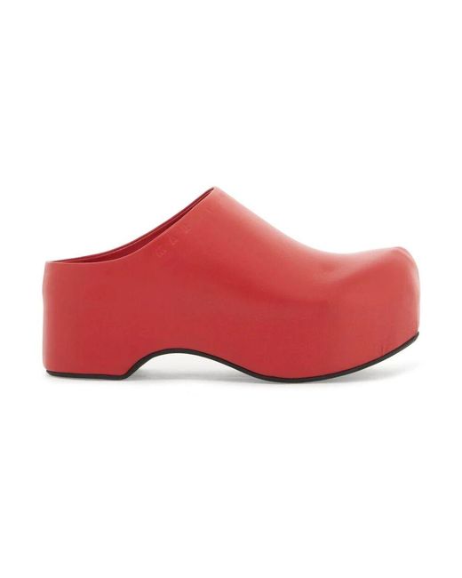 Marni Red Chunky Clog Sabot Mit Holzplateau