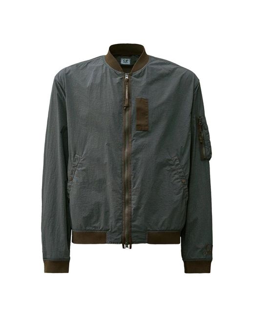 C P Company Graue Bomberjacke Mit Rippkragen in Green für Herren