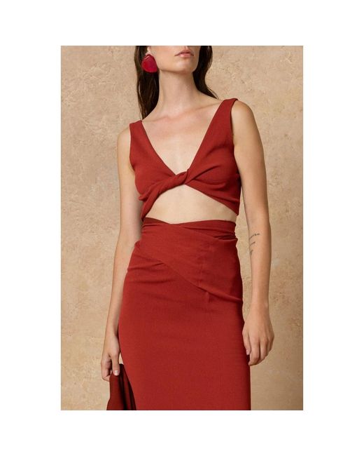 Cortana Red Sleeveless Tops