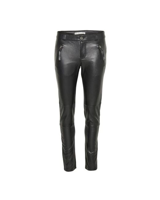 Gestuz Leather Trousers in het Gray