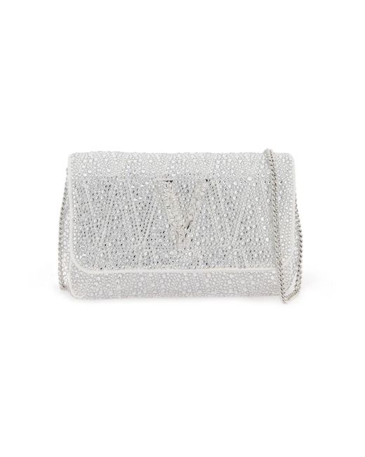 Bolso mini virtus con cristales Versace de color Gray